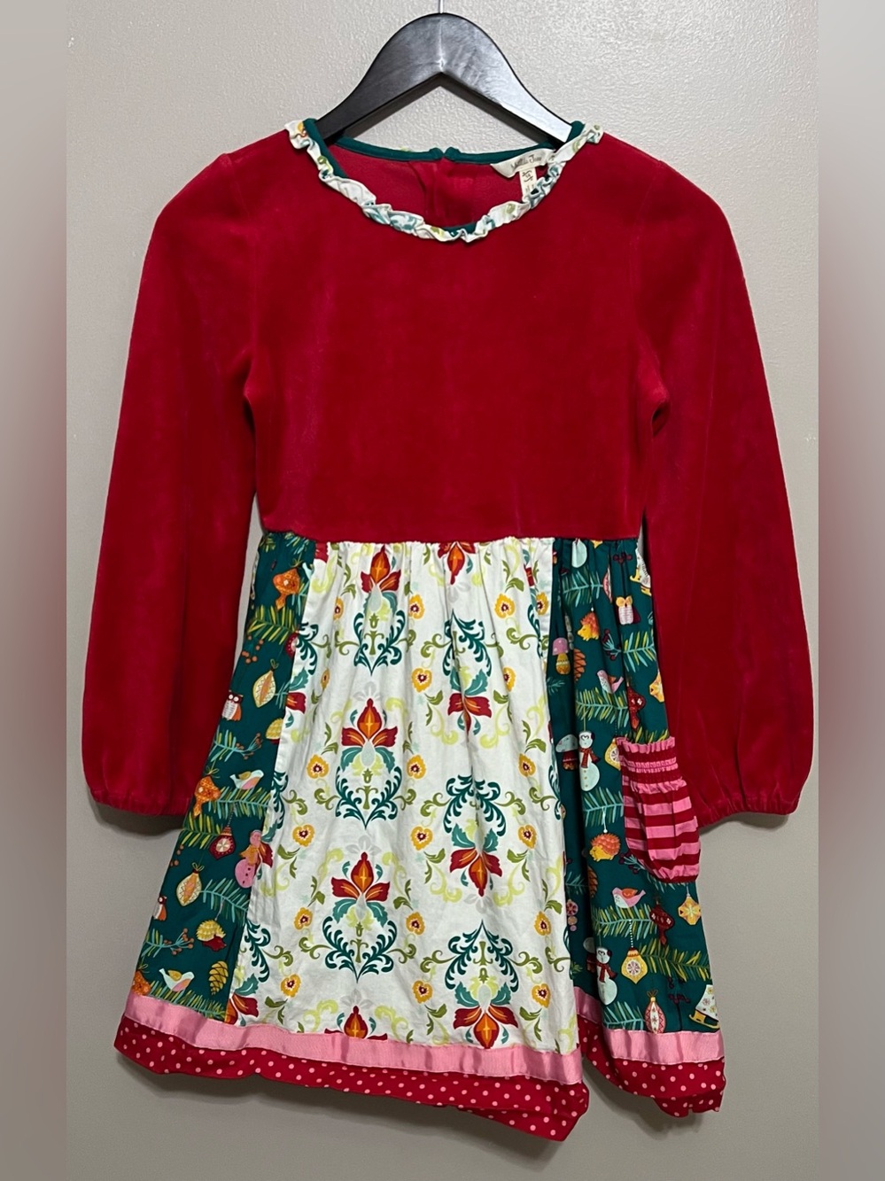 Matilda Jane Holly Daze Holiday Dress Velvet Top Size 14